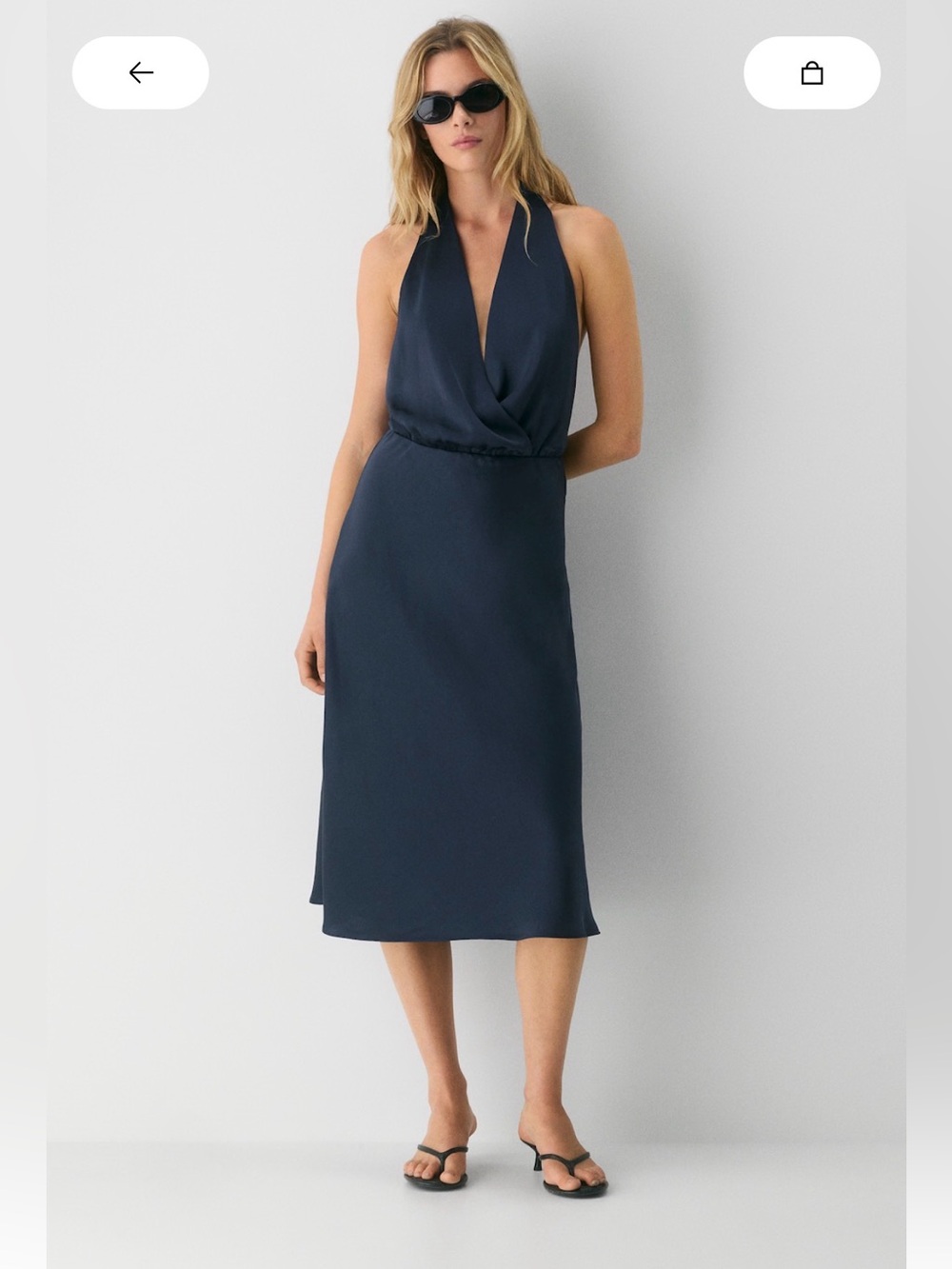 NWT - Sprig Satin Halter Dress Navy Halter Midi Dress